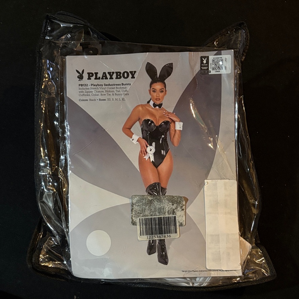 PLAYBOY Black Bunny Costume with Ears and Cuffs XSmall